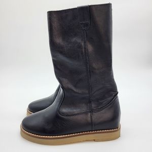 Zara | Shoes | Zara Kids Girls Soft Black Leather Flat Sole Slip On Boots  Size 29 | Poshmark
